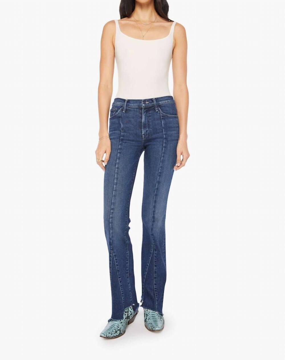 NEW MOTHER insider skimp pointy fray jeans in you're a riot